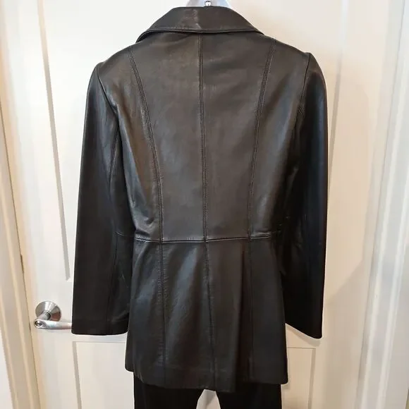 🌹Geniune Leather New York & Company Black Jacket sz S